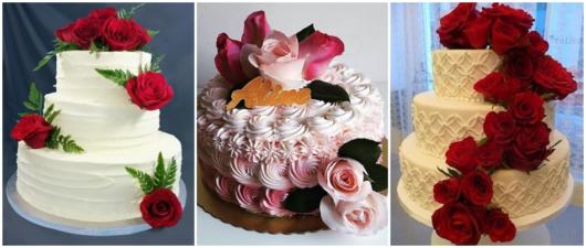 cake decorated with natural flowers