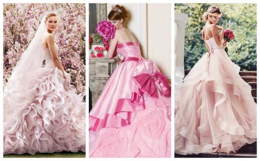 Bet on the romanticism and delicacy of the pink wedding dress