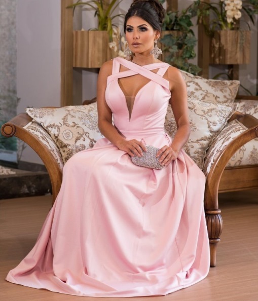 Suggestion of sexy baby pink long wedding dress