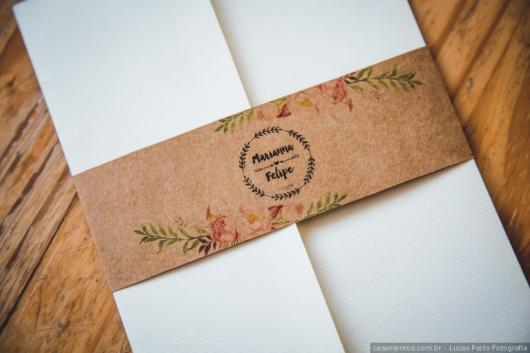 Envelope for wedding invitation with rustic clasp