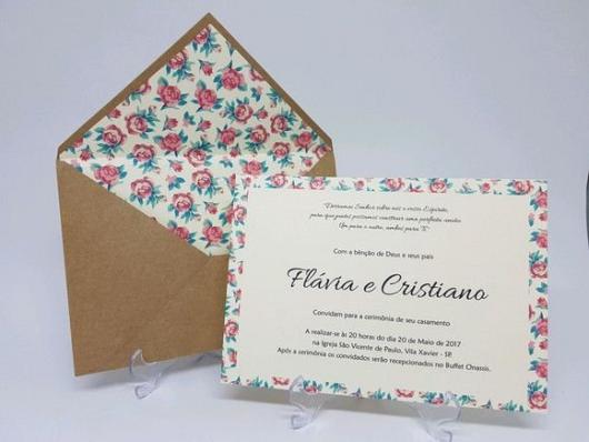 Envelope for wedding invitation with flower print