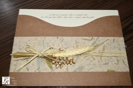 Brown and white rustic wedding invitation envelope