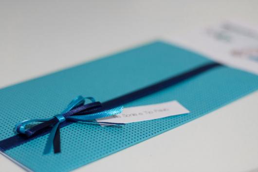 Blue birthday invitation envelope