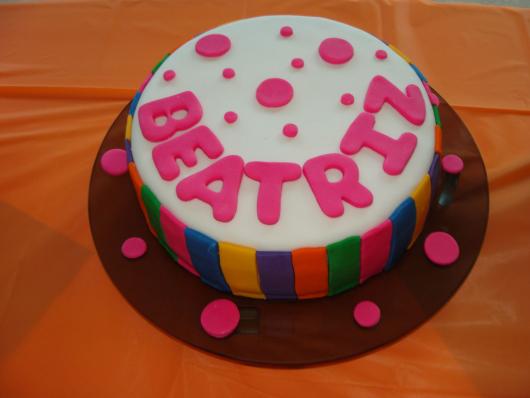 Colorful cake with american paste name