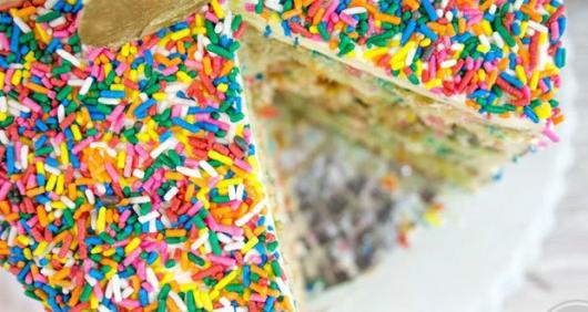 Colorful anthill cake with sprinkles