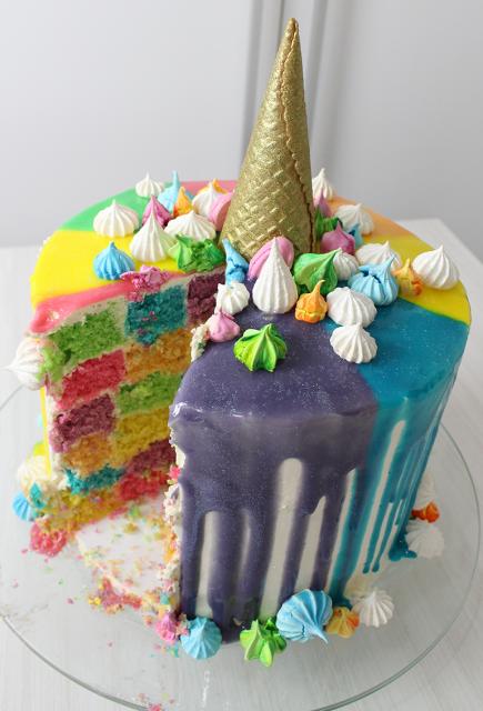 Colorful unicorn cake with sigh 