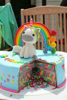 Colorful unicorn cake with confetti