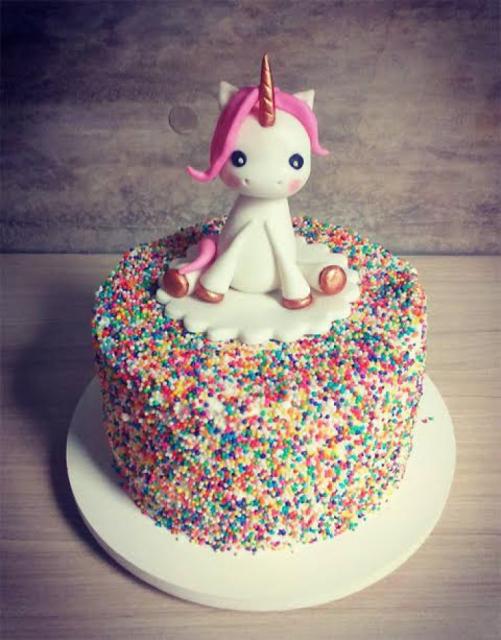 Colorful tingling unicorn cake