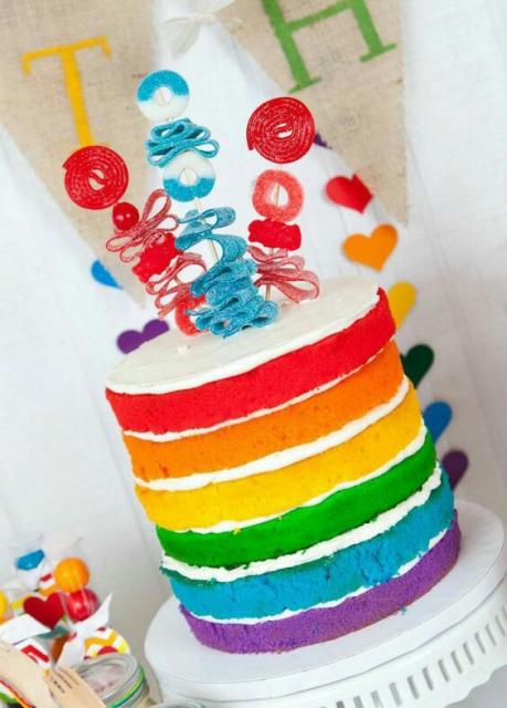 Colorful naked cake