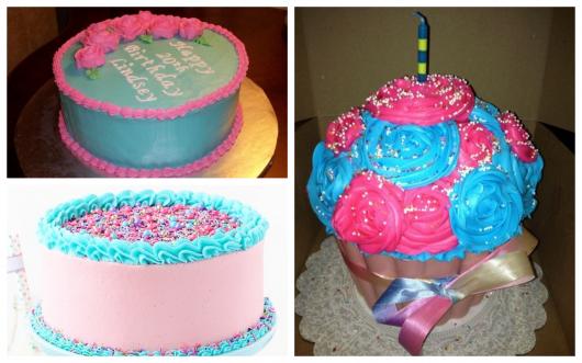 blue and pink cakes