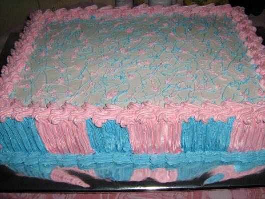 SIMPLE BLUE AND PINK SQUARE CAKE