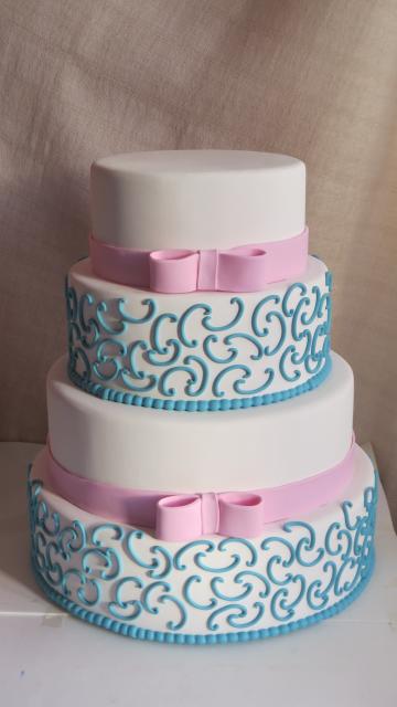 Blue and pink EVA fake cake all decorated