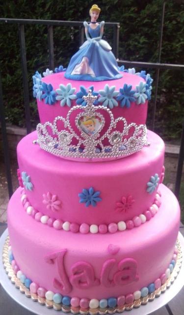 pink and a stronger blue for the cinderella cake