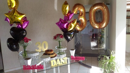 Golden number balloons in simple decoration