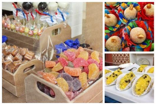 Montage with examples of June party sweets.