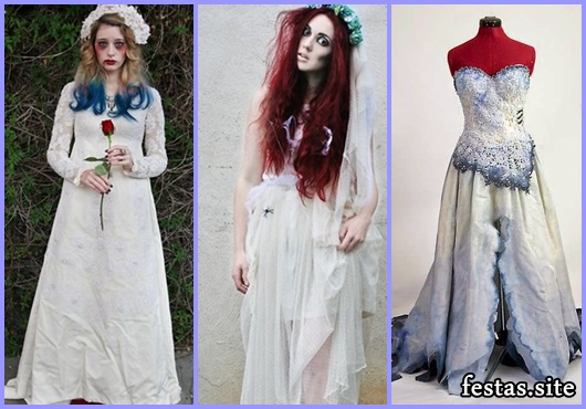 Corpse Bride Costume Dressed With Slit In Front
