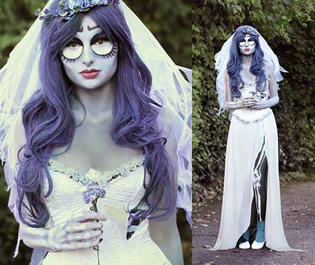 Corpse Bride Fantasy Dress with Detail of Roses on Bust