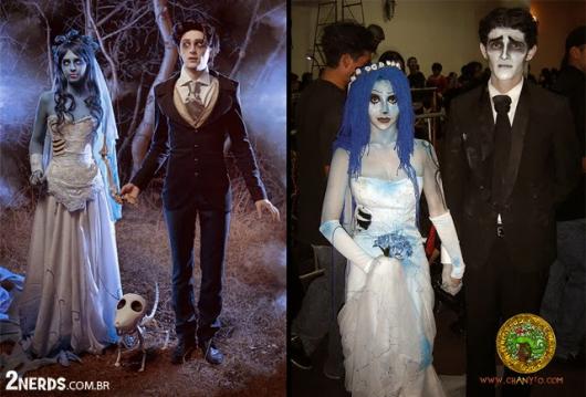 Corpse Bride Costume with Blue Spotted Dress