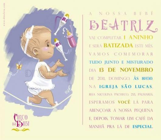 Baptism and birthday invitation together with baby drawing