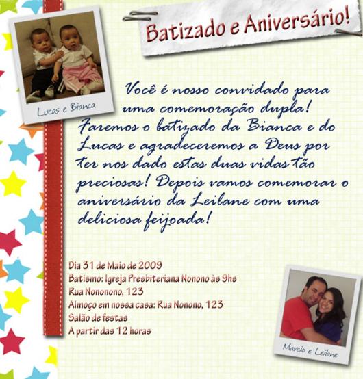 Baptism and birthday invitation together with photo