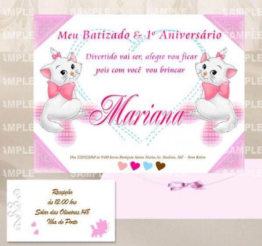 Christening invitation and birthday together with print of Marie kitten