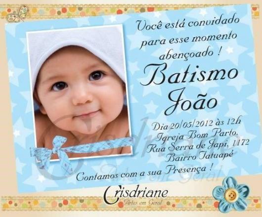 Christening invitation with photo and blue background