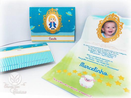 Christening invitation and birthday together Little Prince theme 