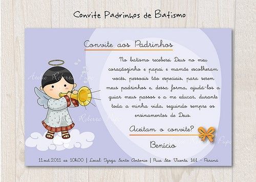 Christening invitation for groomsmen with little angel and blue background