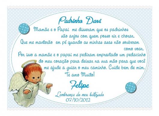 Christening invitation for groomsmen with little angel and blue background with white polka dots