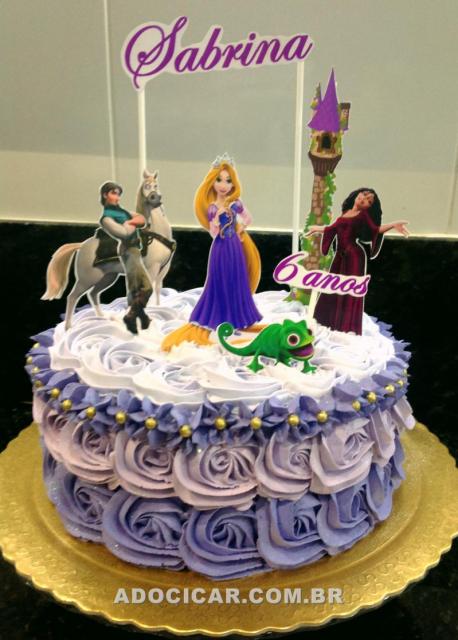 Rapunzel party cake decorated with whipped cream