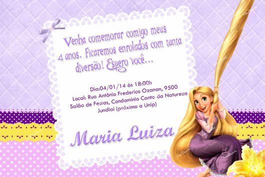 Simple homemade Rapunzel party invitation card
