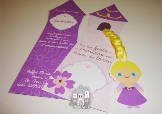 Rapunzel party invitation in castle tower format
