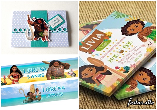 Moana invitation card and scrap templates with arabesque detail