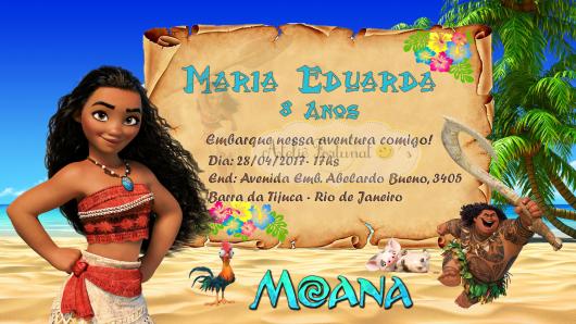 Moana invitation card template with parchment detail
