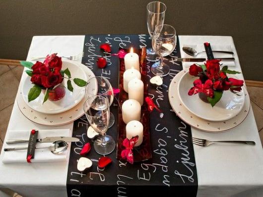 decorated table for two