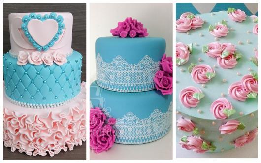 blue and pink decoration for cake