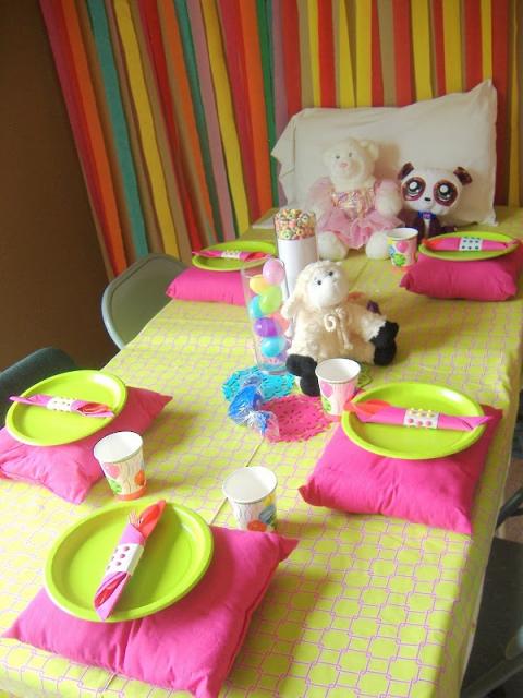 table for simple slumber party