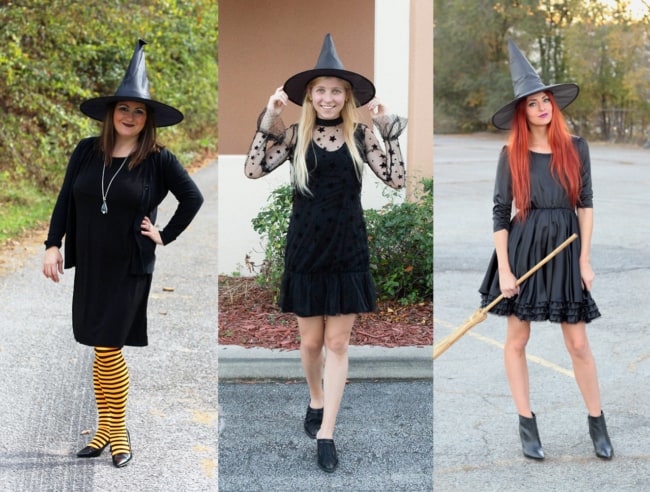 Quick and easy improvised witch costume from the last minute