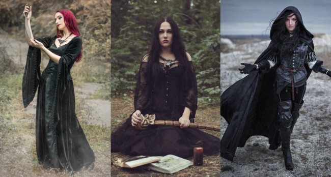 Costumes of medieval witches and witches