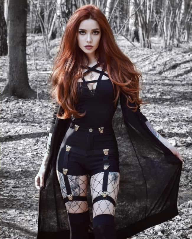 Sexy gothic witch costume with cape