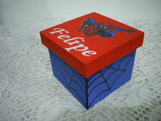 Spiderman Party Favors Blue and red MDF box with decoupage