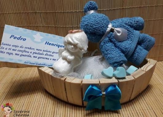 Souvenirs for christening godparents soap kit in the shape of an angel with a washcloth