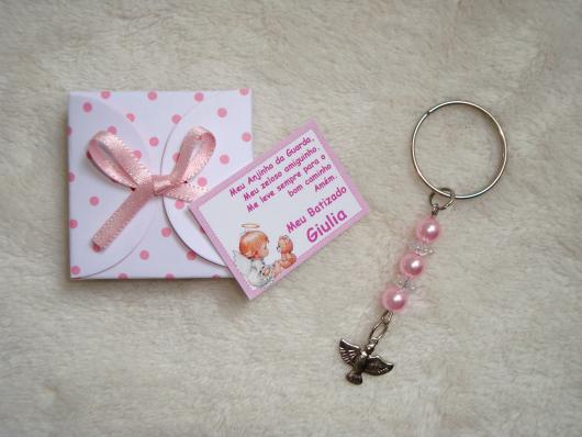Favors for godparents of simple baptism Holy Spirit key chain
