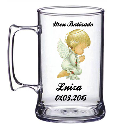 Favors for godparents of baptism glass mug with little angel