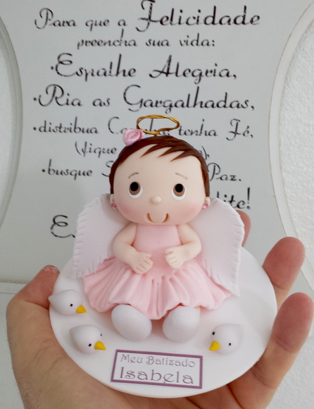 Favors for godfathers of a pink angel baptism