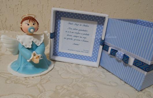 Favors for christening angels in blue and white