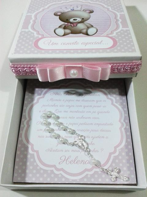 Favors for christening godparents MDF box with mini rosary