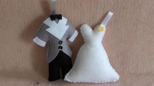   Felt party favors for the bride and groom