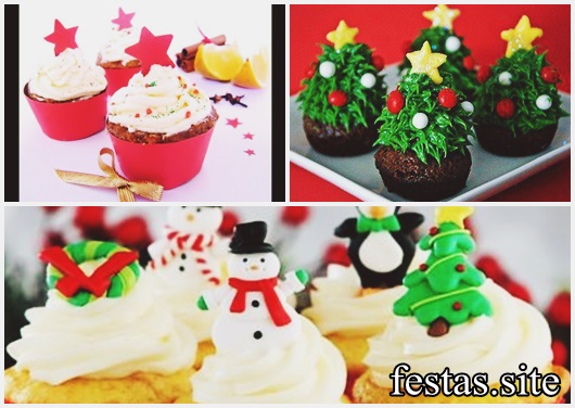 Christmas cupcake decorated with whipped cream