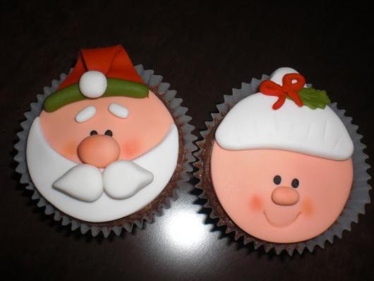 Christmas Cupcake Santa Claus and Mommy powdered milk paste appliqué